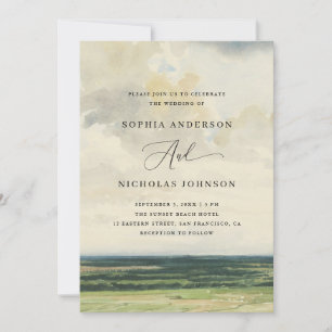 Invitation Mariage à la Campagne   Paysage d'Art Élégant + Co