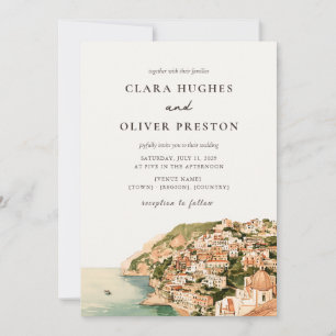 Invitation Mariage à la Côte de Positano en écriture sage ter
