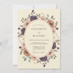 Invitation Mariage à la Couronne de Prune en Terracotta