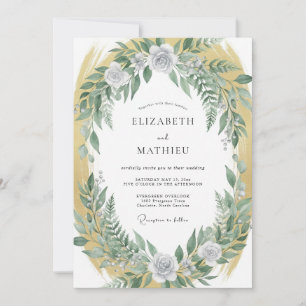 Invitation Mariage à la Couronne d'Olive Dorée