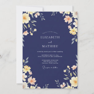 Invitation Mariage à la Crème Antique de Minuit