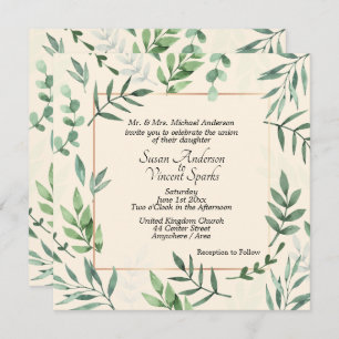 Invitation Mariage à la crème de la faune et de la flore élég