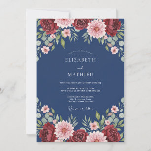 Invitation Mariage à la Dahlia Merlot de Minuit