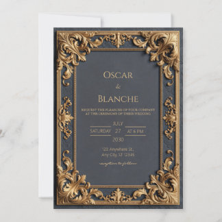Invitation Mariage à la décoration dorée de minuit
