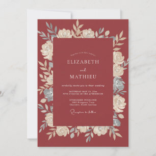 Invitation Mariage à la douce terre cuite ardoise pétale