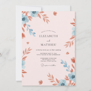 Invitation Mariage à la feuille d'azur en terre cuite poussié