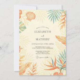 Invitation Mariage à la feuille de palmier corail