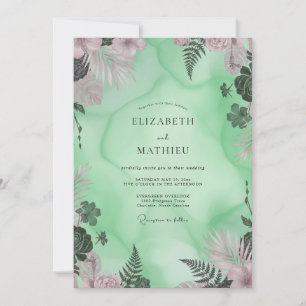 Invitation Mariage à la feuille de palmier menthe