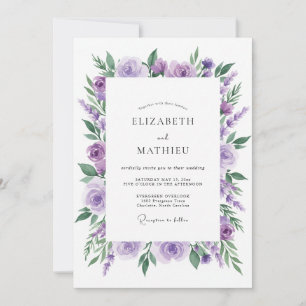 Invitation Mariage à la feuille de pivoine améthyste