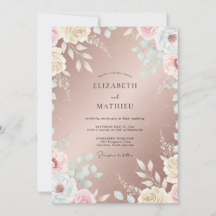 Invitation Mariage à la feuille de pivoine cuivrée