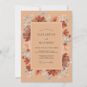Invitation Mariage à la feuille peinte en rouille