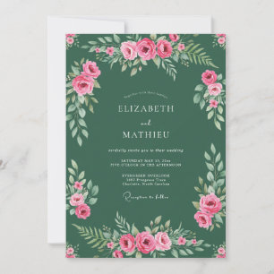 Invitation Mariage à la feuille rose de chasseur