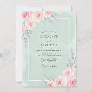 Invitation Mariage à la Fleur Botanique Rose Pastel