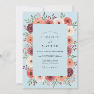 Invitation Mariage à la Fleuraison Bleue Clair