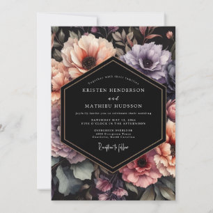 Invitation Mariage à la floraison dramatique de prune et de p
