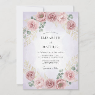 Invitation Mariage à la Floraison Rose Pâle