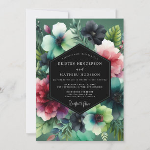 Invitation Mariage à la flore lumineuse émeraude