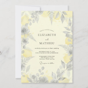 Invitation Mariage à la Fougère Argentée Citron