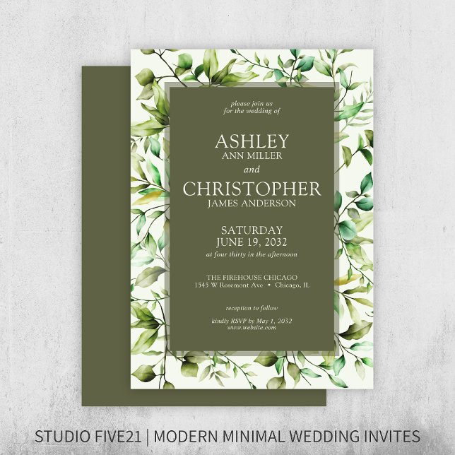 Invitation Mariage à la frontière florale rustique classique (Créateur téléchargé)
