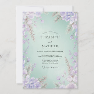 Invitation Mariage à la Glycine Améthyste Mousse de Mer