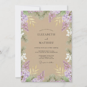 Invitation Mariage à la glycine violette de sable