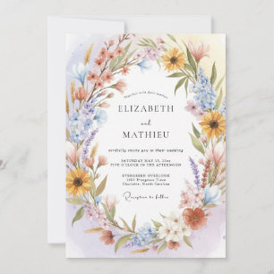 Invitation Mariage à la guirlande florale de pêche douce