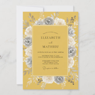 Invitation Mariage à la Guirlande Florale Moutarde