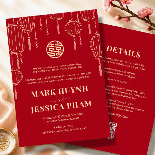 Invitation Mariage à la lanterne rouge bilingue vietnamien an