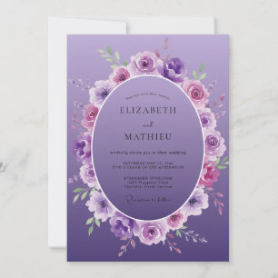 Invitation Mariage à la lavande, ranunculus et feuillage d'eu