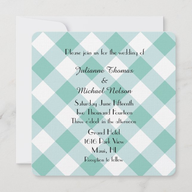 Invitation Mariage à la menthe (Devant)