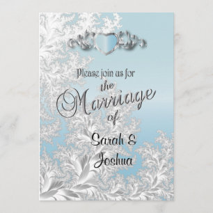 Invitation Mariage à la mode moderne dans une damassé de bleu