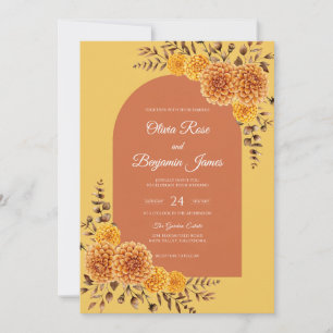 Invitation Mariage à la Moutarde Ocbre Souci Eucalyptus