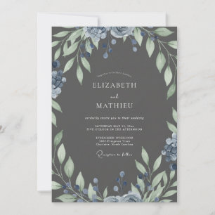 Invitation Mariage à la peinture de pétale de saphir sur ardo