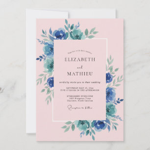 Invitation Mariage à la Pétale Azurée Rose