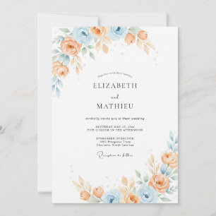 Invitation Mariage à la Pétale d'Azur et Pêche Chaude