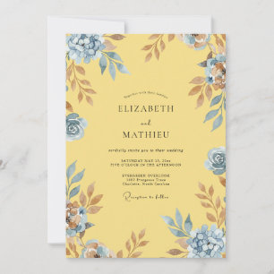 Invitation Mariage à la Petale d'Azure Citron