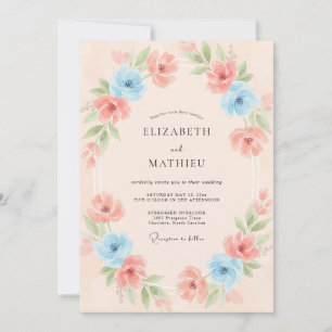 Invitation Mariage à la Petale de Corail Céleste