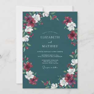 Invitation Mariage à la Pétale de Cramoisi Sarcelle