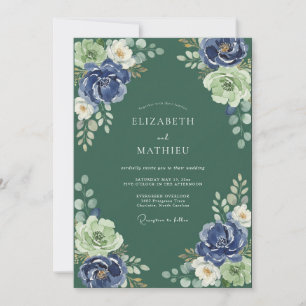 Invitation Mariage à la Petale de Mousse Indigo