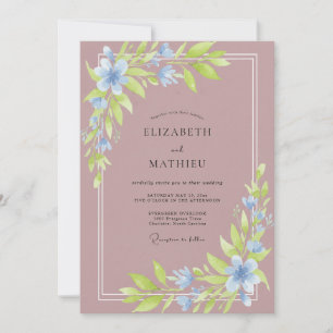 Invitation Mariage à la Pétale de Pervenche Mauve Douce