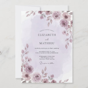 Invitation Mariage à la pétale de prune d'améthyste