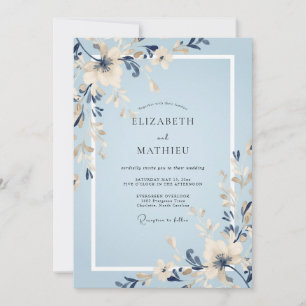 Invitation Mariage à la Petale d'Indigo Azur