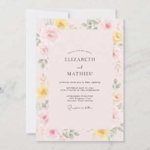 Invitation Mariage à la Petale Jaune Beurre Pressé