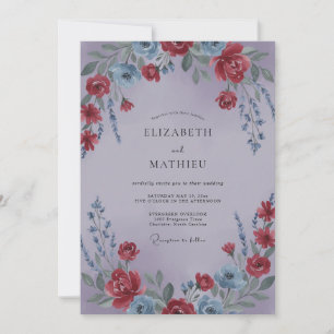 Invitation Mariage à la Pétale Mauve Cramoisi
