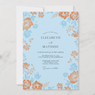Invitation Mariage à la Petale Orange Azur