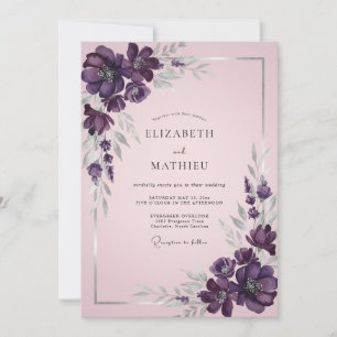 Invitation Mariage à la Petale Peinte de Prune Éthérée