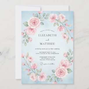 Invitation Mariage à la Petale Rose Azur