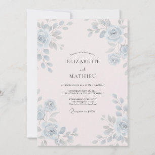 Invitation Mariage à la pétale rose pâle en acier
