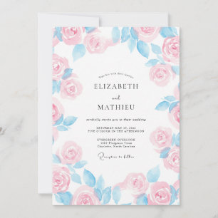 Invitation Mariage à la Pétale Rose Pastel de Bleuet