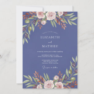 Invitation Mariage à la Pétale Rose Pervenche